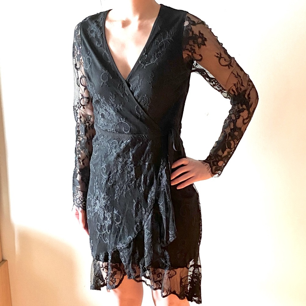 Express Black Sheer Lacy Sexy Dress
